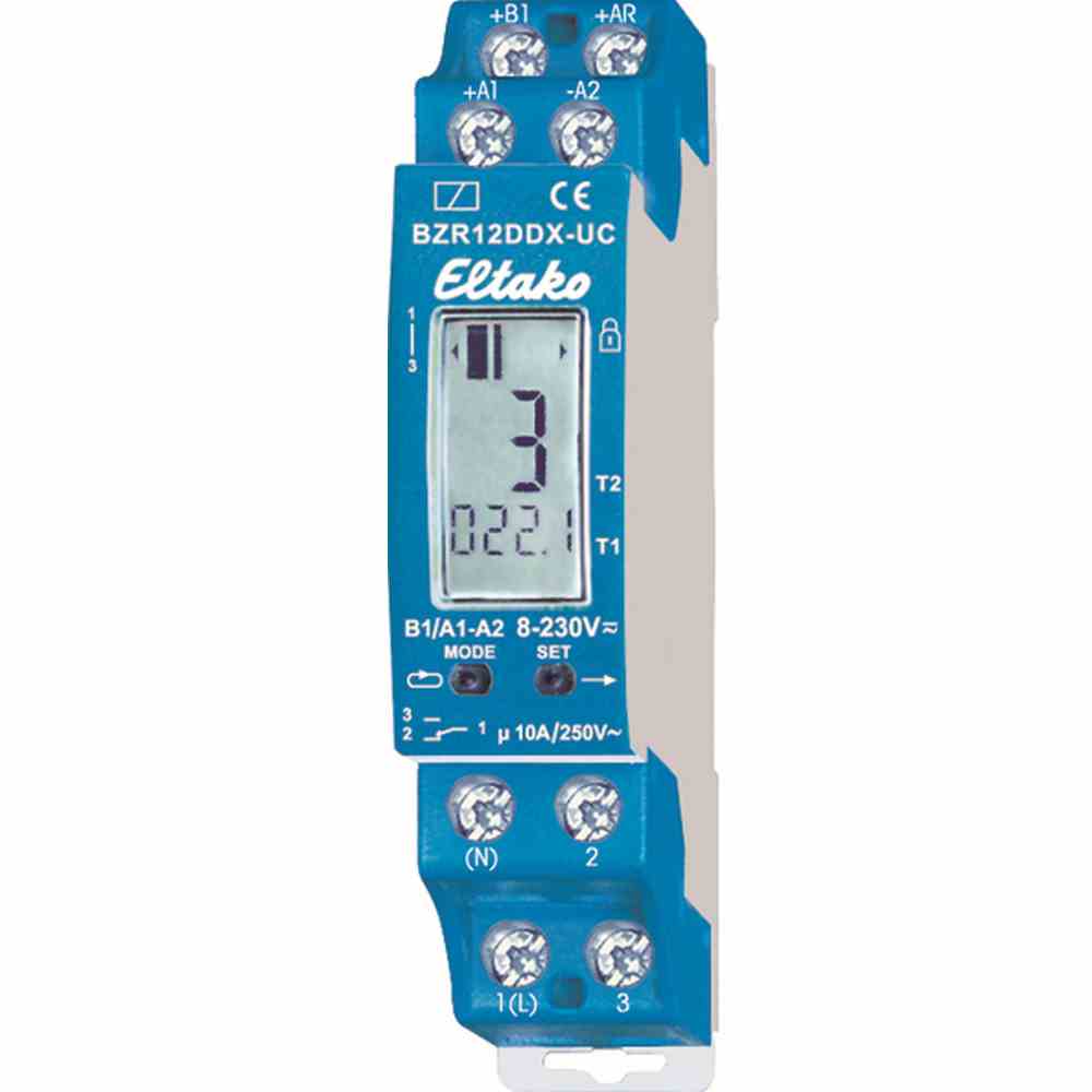 Betriebsstundenzähler, digital, DIN-Schiene, AC/DC, 8-230V, 9999h, Reset-Taster, IP20, netzsynchron 