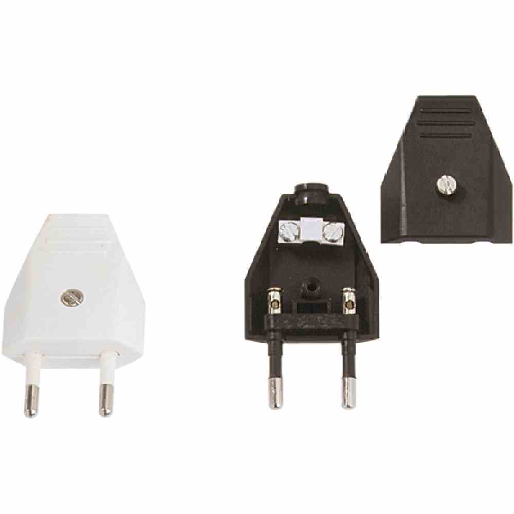 EURO-Stecker, Kunststoff, IP20, gerade, weiß, Schraubklemme 