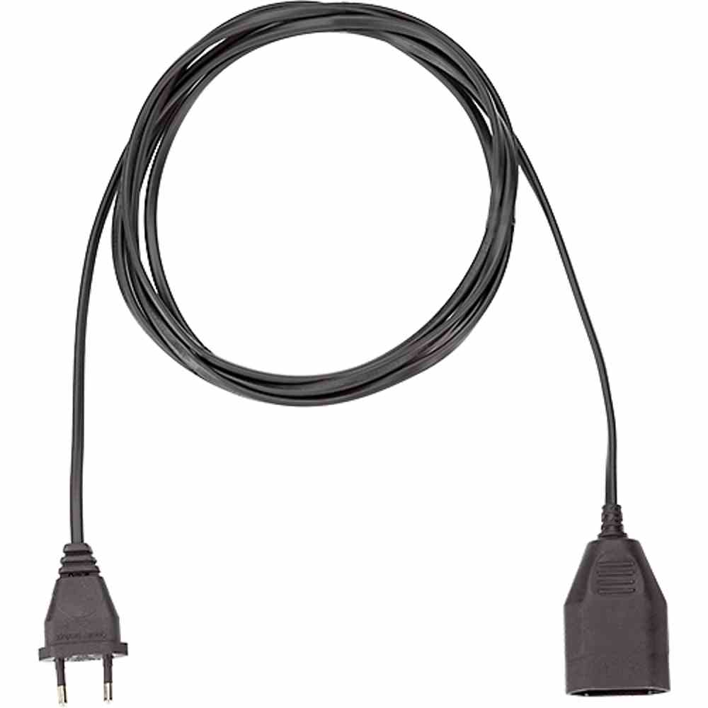 EURO-Verlängerung, 2m, 2x0,75mm², PVC, schwarz, Euro-Stecker, Euro-Kupplung, 0-70°C, 250V 