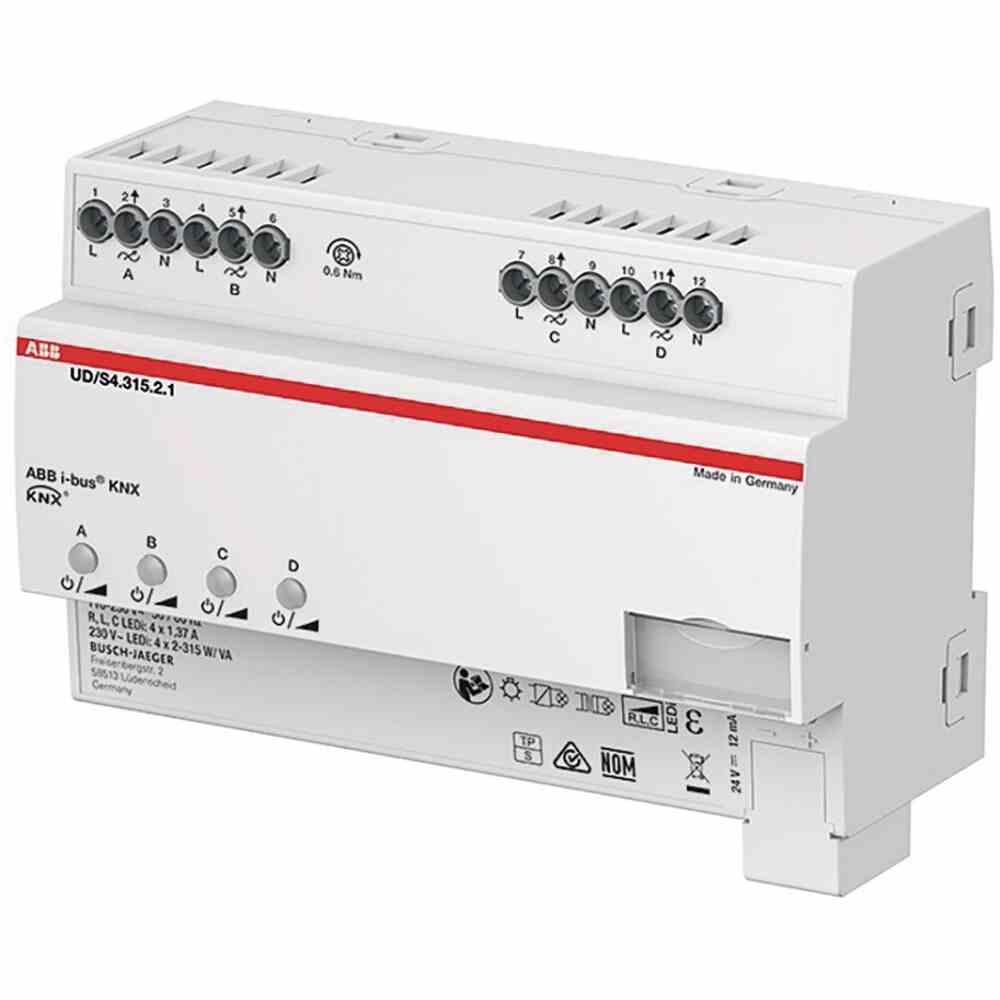 Dimmaktor, Bussystem KNX, 0-315W, REG, 8TE, 4Ausg, universal, Vor Ort-/Handbedienung 