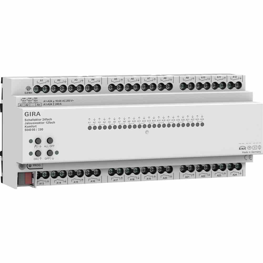 Kombi I/O Gerät, KNX, REG, 24Ausg, Vor Ort-/Handbedienung, mit LED-Anzeige, 504000 