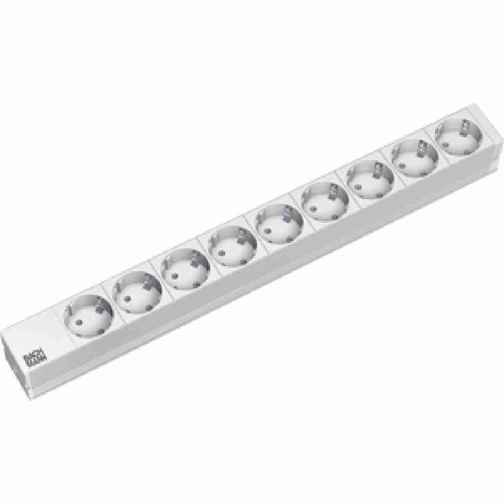 482,6mm (19") IT PDU Basic Steckdosenleiste 9-fach lichtgrau/silber ohne Schalter, 2,0 m H05VV-F 3G 1,50 mm² schwarz